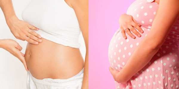 Женщина в первом и третьем триместре беременности